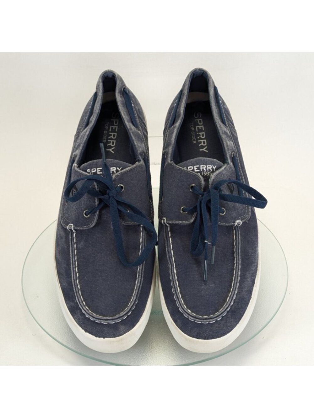 Men's Sperry Top-Sider Bahama 2-Eye Navy Blue Canvas Shoes Style C16-61432.SZ 12 - Picture 7 of 11